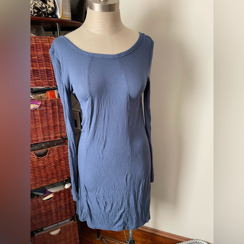 Victoria’s Secret long sleeve blue dress stretchy ribbed